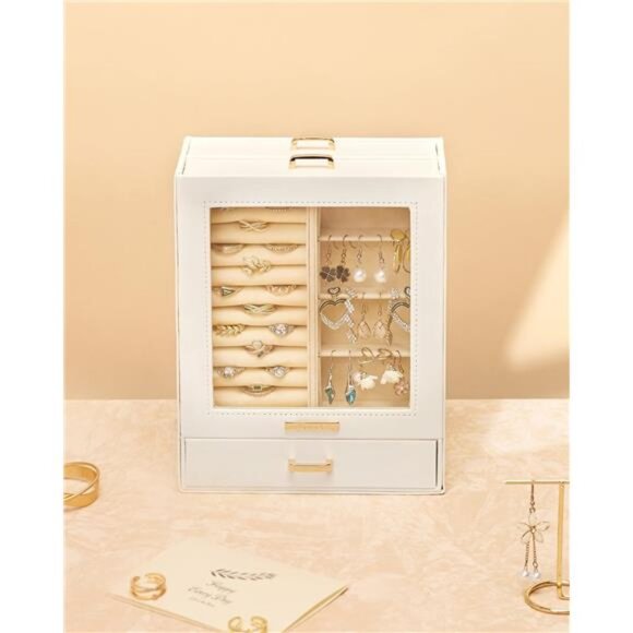 Homde Jewelry Organizer Girls Women Jewelry Box for Necklaces Rings Earrings - Picture 1 of 14